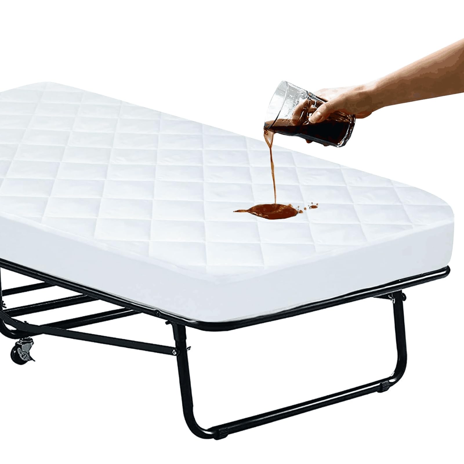 Cot Size Mattress Pad Waterproof Quilted, Absorbent Soft Mattress Pads Protector Cover Quilted Fitted Mattress Protector Narrow